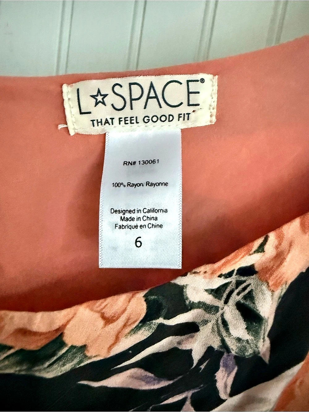 L*Space Floral One Shoulder Dress in Black & Pink Size 6 - Picture 4 of 5